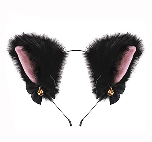 Katzenohren Stirnband Cosplay Katzenohren Haarband Kopfbedeckung mit Glocken Haarschmuck für Frauen Mädchen Kostüm Party Halloween Party von QUUPY
