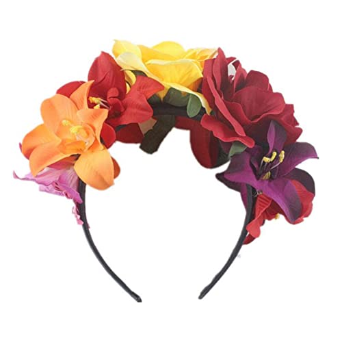 Mexikanische Blumenkrone Stirnband Halloween Haarband Rose Blume Krone Kopfschmuck Floral Haarschmuck für Cosplay Karneval Party Strand Vacaton von QUUPY