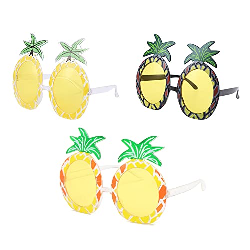 QUUPY 3 x Hawaiianische lustige Ananas-Form, Party-Brille, dekorative Foto-Requisiten, kreative Augenbrille, lustiges Party-Kostüm-Zubehör von QUUPY
