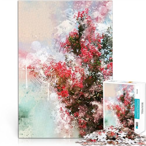 1000-Teile-Puzzle für Erwachsene Mustermontage Rosa Blumen Baum grobe Skizze Aquarellmalerei Geburtstagsgeschenk, Geschenke, Wandkunst38x26cm 1000-Teile-Puzzle für Erwachsene Mustermontage Rosa Blumen Baum grobe Skizze Aquarellmalerei Geburtstagsgeschenk, Geschenke, Wandkunst38x26cm von QVKZLYFXN
