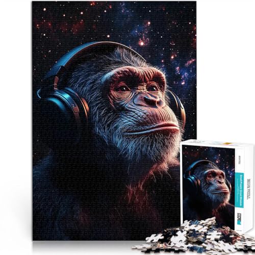 Puzzle 1000 Teile für Erwachsene Staycation: Zeit totschlagen Schimpanse hört Musik Tolle Geschenke und Spielzeuge38x52cm Puzzle 1000 Teile für Erwachsene Staycation: Zeit totschlagen Schimpanse hört Musik Tolle Geschenke und Spielzeuge38x52cm von QVKZLYFXN