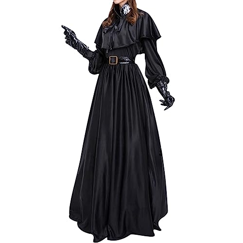 QVNXVO Gothic Kleidung Damen Elegant Einfarbiges europäisches und amerikanisches Halloween-Cosplay-Kostüm im mittelalterlichen Punk-Stil mit langem Mund Ballkleid von QVNXVO