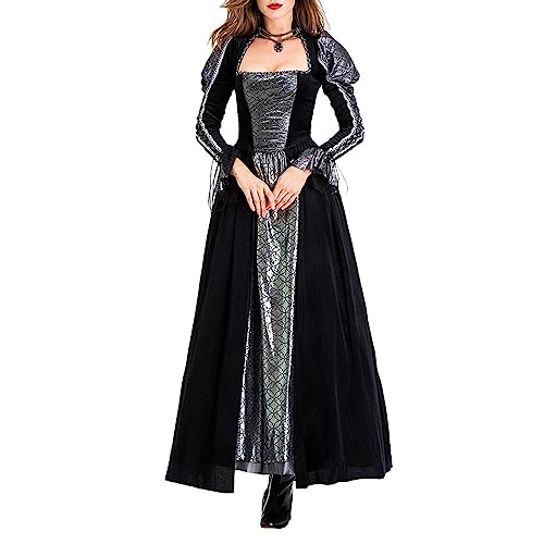 QVNXVO Gothic Kleidung Damen Elegant Retro Hexe Vampir Cosplay Retro Palast Kleid Königin Kostüm mittelalterliche Königin Kostüm Ballkleid von QVNXVO