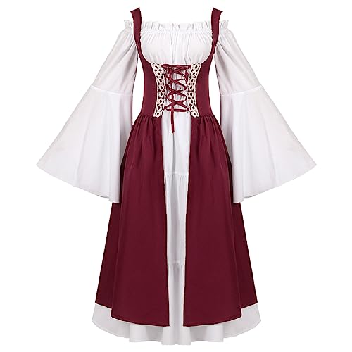 QVNXVO Gothic Kleidung Damen Elegant Retro Maxirock Zweiteiliges Kleiderset im Retro-Stil der Mitte des Jahrhunderts Halloween-Cosplay-Kostüm Gefüttertes Kleid Ballkleid von QVNXVO