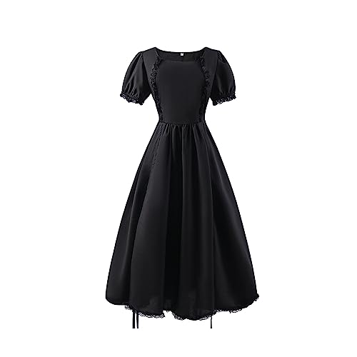 QVNXVO Gothic Kleidung Damen Elegant Retro Mittelalterliches Renaissance-Kleid mit langem Rock und Kordelzug Halloween-Kostüm Maskerade-Kostüm Ballkleid von QVNXVO