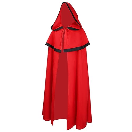 QVNXVO Gothic Kleidung Damen Halloween-Cos-Kostüm Todesumhang Halloween-Party-Kostüm Mittelalterliches Dreifarbiges Optionales Langes Cape mit Kapuze von QVNXVO