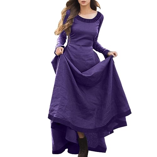 QVNXVO Gothic Kleidung Damen Mittelalterliches Kleid im Retro-Still egant Retro Kleider Retro-Kleid im Palast-Stil mit Gürtel und Taille Party Kostüm Halloween Karneval Kostüm von QVNXVO