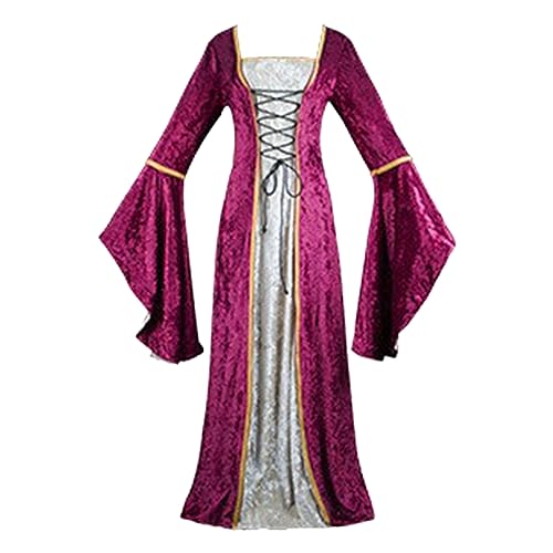 QVNXVO Gothic Kleidung Damen Mittelalterliches Retro-Halloween-Kleid mit schmaler Passform und Bandage im Palace-Stil Prinzessin Kostüm Partykleid Karneval Kostüm von QVNXVO