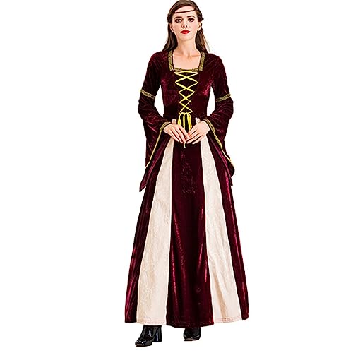 QVNXVO Gothic Kleidung Damen Volltonfarbe Elegant Retro Halloween Retro mittelalterliches Kostüm Europäische Renaissance Hofball Königin Kleid Drama Performance Kostüm Cosplay Kostüm Ballkleid von QVNXVO