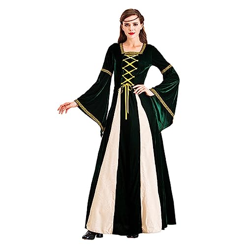 QVNXVO Gothic Kleidung Damen Volltonfarbe Elegant Retro Halloween Retro mittelalterliches Kostüm Europäische Renaissance Hofball Königin Kleid Drama Performance Kostüm Cosplay Kostüm Ballkleid von QVNXVO