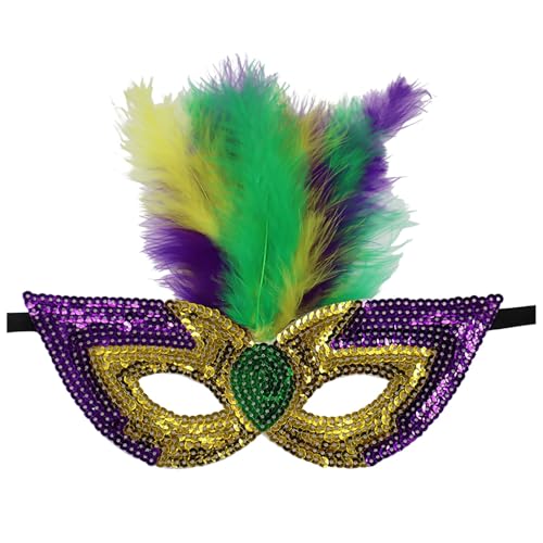 QVNXVO Karneval Masken für Maskenball Venezianische Karnevalsmaske Erwachsene Federmaske Damen Herren Cosplay-Party für Karneval Glänzende Princess Faschingsmasken von QVNXVO