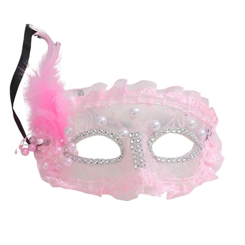 QVNXVO Karnevalsmaske Damen KarnevalPrinzessin spitze maske imitation perle feder high-end-frauen spitze maskerade nachtclub requisiten von QVNXVO