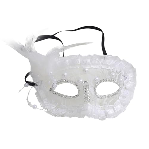 QVNXVO Karnevalsmaske Damen KarnevalPrinzessin spitze maske imitation perle feder high-end-frauen spitze maskerade nachtclub requisiten von QVNXVO