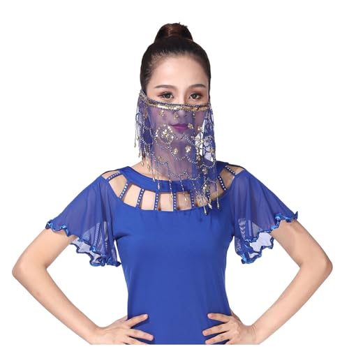 QVNXVO Venezianische Masken Damen Karneval Mesh Pailletten Schleier Tanzkostüm Performance Maske Bauchtanz Schleier Schmuck Mesh Gesichtsmaske Mesh Maske von QVNXVO