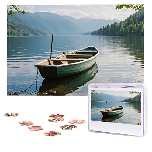 Puzzle 1000 Teile (74,9 x 50 cm), personalisiertes Puzzle, Boot am See, Puzzle, herausforderndes Fotopuzzle mit Aufbewahrungstasche, Bilderpuzzle für Erwachsene und Familie von QVUEagriSJ