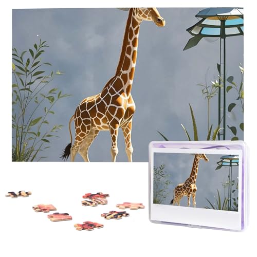 Puzzles, 1000 Teile (74,9 x 50 cm), personalisierbar, Cartoon-Giraffen-Puzzle, herausforderndes Fotopuzzle mit Aufbewahrungstasche, Bilderpuzzle für Erwachsene und Familie von QVUEagriSJ