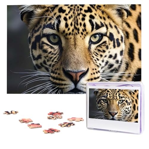 Puzzles, 1000 Teile (74,9 x 50 cm), personalisierbar, Leoparden-Puzzle, anspruchsvolles Fotopuzzle mit Aufbewahrungstasche, Bilderpuzzle für Erwachsene und Familie, Schwarz / Braun von QVUEagriSJ