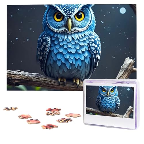 Puzzles, 1000 Teile (74,9 x 50 cm), personalisierbar, blaue Eule, Puzzle, herausforderndes Fotopuzzle mit Aufbewahrungstasche, Bilderpuzzle für Erwachsene und Familie von QVUEagriSJ