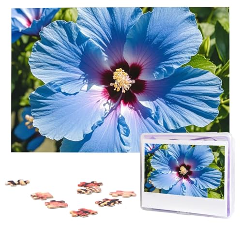 Puzzles, 1000 Teile (74,9 x 50 cm), personalisierbar, blaues Hibiskus-Puzzle, herausforderndes Fotopuzzle mit Aufbewahrungstasche, Bilderpuzzle für Erwachsene und Familie von QVUEagriSJ