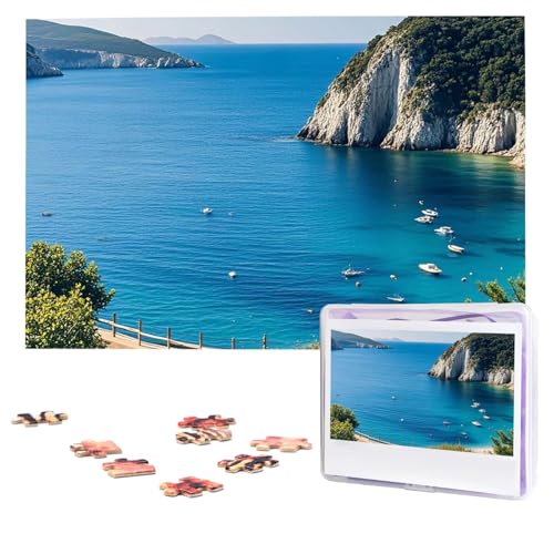 Puzzles, 1000 Teile (74,9 x 50 cm), personalisierbar, blaues Meer, Landschaft, Puzzle, anspruchsvolles Fotopuzzle mit Aufbewahrungstasche, Bilderpuzzle für Erwachsene und Familie von QVUEagriSJ