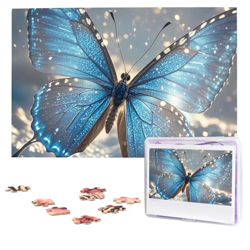 Puzzles, 1000 Teile (74,9 x 50 cm), personalisierbar, blaues Schmetterlingspuzzle, herausforderndes Fotopuzzle mit Aufbewahrungstasche, Bilderpuzzle für Erwachsene und Familie von QVUEagriSJ