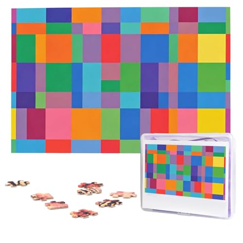 Puzzles, 1000 Teile (74,9 x 50 cm), personalisierbar, buntes Karomuster, anspruchsvolles Fotopuzzle mit Aufbewahrungstasche, Bilderpuzzle für Erwachsene und Familie von QVUEagriSJ