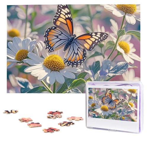 Puzzles, 1000 Teile (74,9 x 50 cm), personalisierbar, buntes Schmetterlings-Blumen-Puzzle, anspruchsvolles Fotopuzzle mit Aufbewahrungstasche, Bilderpuzzle für Erwachsene und Familie von QVUEagriSJ