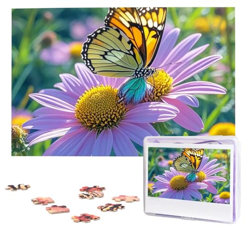 Puzzles, 1000 Teile (74,9 x 50 cm), personalisierbar, buntes Schmetterlings-Blumen-Puzzle, herausforderndes Fotopuzzle mit Aufbewahrungstasche, Bilderpuzzle für Erwachsene und Familie von QVUEagriSJ