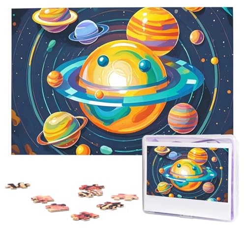 Puzzles, 1000 Teile (74,9 x 50 cm), personalisierbar, buntes Sonnensystem-Puzzle, anspruchsvolles Fotopuzzle mit Aufbewahrungstasche, Bilderpuzzle für Erwachsene und Familie von QVUEagriSJ