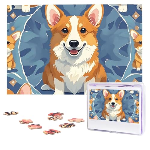 Puzzles, 1000 Teile (74,9 x 50 cm), personalisiertes Puzzle, Corgi-Muster, herausforderndes Fotopuzzle mit Aufbewahrungstasche, Bilderpuzzle für Erwachsene und Familie von QVUEagriSJ