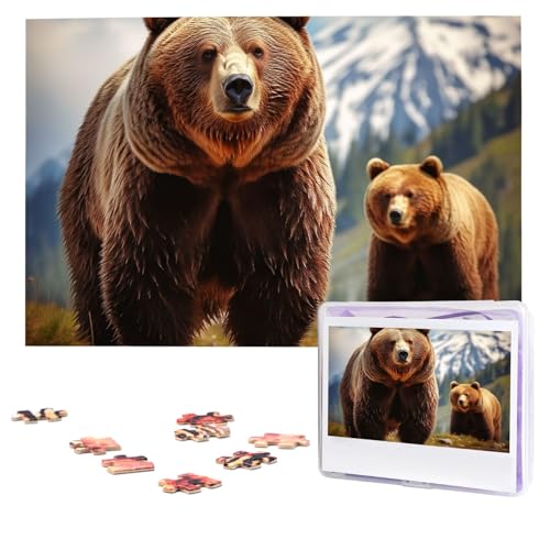 Puzzles, 1000 Teile (74,9 x 50 cm), personalisiertes Puzzle, Grizzlybär-Puzzle, herausforderndes Fotopuzzle mit Aufbewahrungstasche, Bilderpuzzle für Erwachsene und Familie von QVUEagriSJ