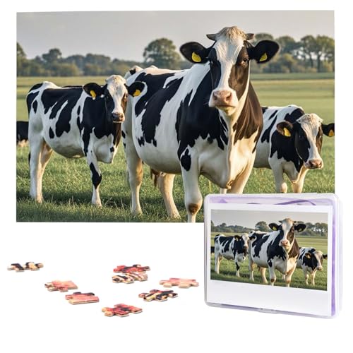 Puzzles, 1000 Teile (74,9 x 50 cm), personalisiertes Puzzle, Kühe, grasendes Puzzle, herausforderndes Fotopuzzle mit Aufbewahrungstasche, Bilderpuzzle für Erwachsene und Familie von QVUEagriSJ