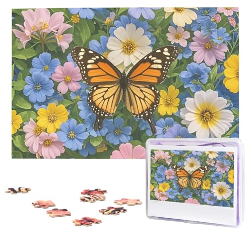 Puzzles, 1000 Teile (74,9 x 50 cm), personalisiertes Puzzle, Schmetterlings-Blumen-Puzzle, herausforderndes Fotopuzzle mit Aufbewahrungstasche, Bilderpuzzle für Erwachsene und Familie von QVUEagriSJ