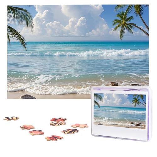 Puzzles, 1000 Teile (74,9 x 50 cm), personalisiertes Puzzle, Strandthema, Puzzle, anspruchsvolles Fotopuzzle mit Aufbewahrungstasche, Bilderpuzzle für Erwachsene und Familie von QVUEagriSJ