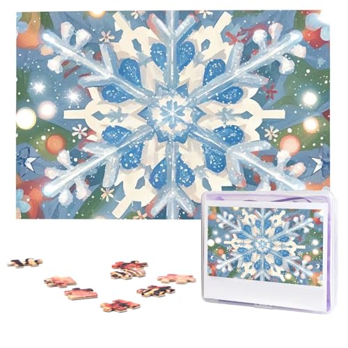 Puzzles, 1000 Teile (74,9 x 50 cm), personalisiertes Puzzle, Weihnachtsschneeflocken-Puzzle, herausforderndes Fotopuzzle mit Aufbewahrungstasche, Bilderpuzzle für Erwachsene und Familie von QVUEagriSJ