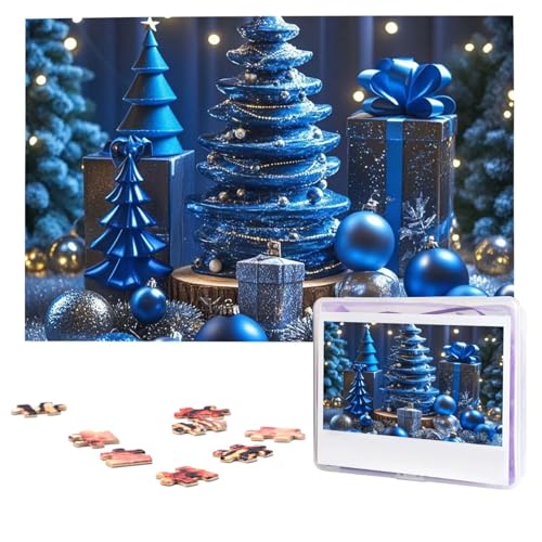 Puzzles, 1000 Teile (74,9 x 50 cm), personalisiertes Puzzle, blaues Weihnachtspuzzle, herausforderndes Fotopuzzle mit Aufbewahrungstasche, Bilderpuzzle für Erwachsene und Familie von QVUEagriSJ