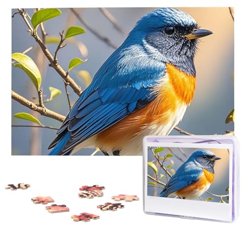 Puzzles, 1000 Teile (74,9 x 50 cm), personalisiertes Puzzle, blaues und orangefarbenes Vogel-Puzzle, herausforderndes Fotopuzzle mit Aufbewahrungstasche, Bilderpuzzle für Erwachsene und Familie von QVUEagriSJ