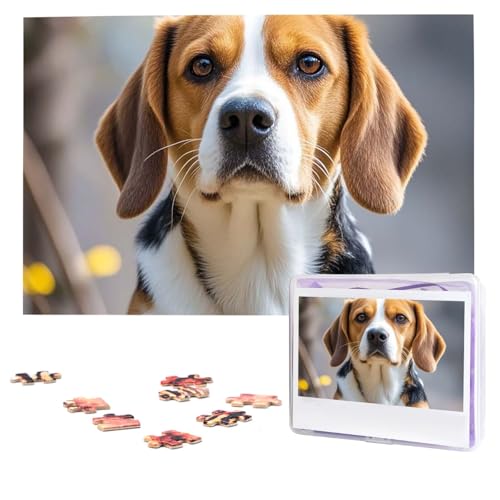 Puzzles, 1000 Teile (74,9 x 50 cm), personalisiertes Puzzle, niedliches Beagle-Hunde-Puzzle, herausforderndes Fotopuzzle mit Aufbewahrungstasche, Bilderpuzzle für Erwachsene und Familie von QVUEagriSJ