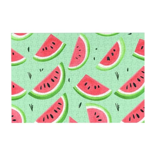 Puzzles, 300 Teile, 25,9 x 38,1 cm, personalisierbar, Sommer-Wassermelone, 1 Puzzle, herausforderndes Fotopuzzle mit Aufbewahrungstasche, Bilderpuzzle für Erwachsene, Familie von QVUEagriSJ