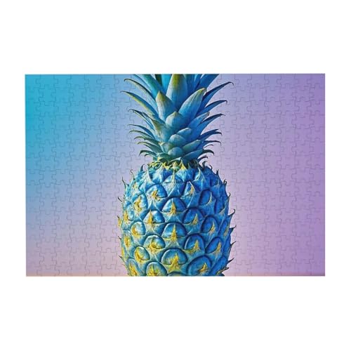 Puzzles, 300 Teile, 25,9 x 38,1 cm, personalisierbar, blaue Ananas-Puzzle, anspruchsvolles Fotopuzzle mit Aufbewahrungstasche, Bilderpuzzle für Erwachsene, Familie von QVUEagriSJ