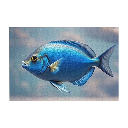 Puzzles, 300 Teile, 25,9 x 38,1 cm, personalisierbar, blauer Fisch-Puzzle, herausforderndes Fotopuzzle mit Aufbewahrungstasche, Bilderpuzzle für Erwachsene, Familie von QVUEagriSJ