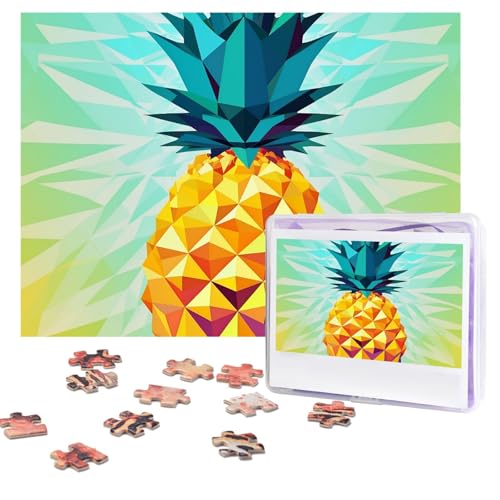 Puzzles, 500 Teile (51,8 x 38,1 cm), personalisierbar, Ananas, geometrisches Puzzle, anspruchsvolles Fotopuzzle mit Aufbewahrungstasche, Bilderpuzzle für Erwachsene, Familie von QVUEagriSJ