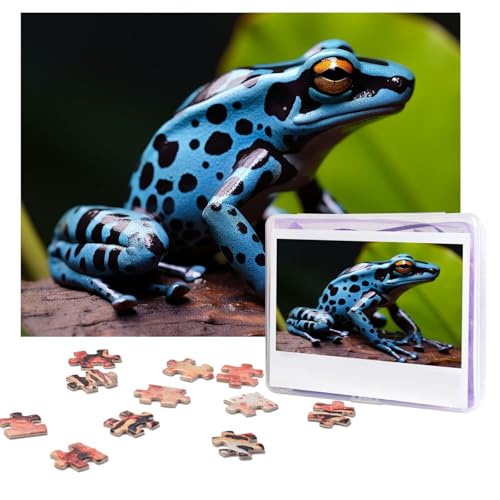 Puzzles, 500 Teile (51,8 x 38,1 cm), personalisierbar, Dartfrosch, blaues Puzzle, herausforderndes Fotopuzzle mit Aufbewahrungstasche, Bilderpuzzle für Erwachsene, Familie von QVUEagriSJ