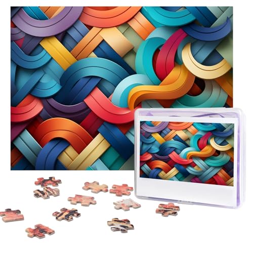 Puzzles, 500 Teile (51,8 x 38,1 cm), personalisierbar, bunt, gewebte Streifen, Puzzle, anspruchsvolles Fotopuzzle mit Aufbewahrungstasche, Bilderpuzzle für Erwachsene und Familie von QVUEagriSJ