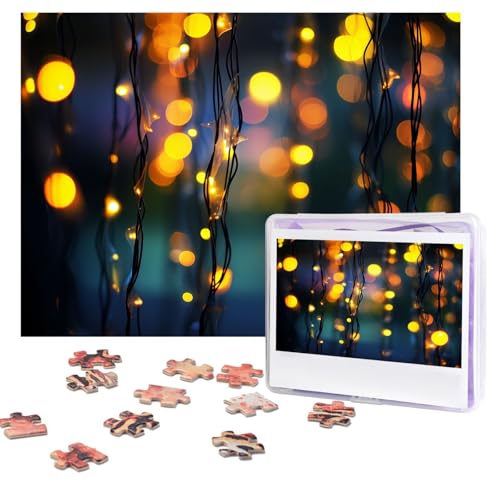 Puzzles, 500 Teile (51,8 x 38,1 cm), personalisierbar, bunte Lichter, Puzzle, anspruchsvolles Fotopuzzle mit Aufbewahrungstasche, Bilderpuzzle für Erwachsene und Familie von QVUEagriSJ