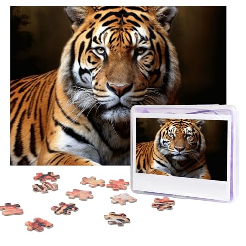 Puzzles, 500 Teile (51,8 x 38,1 cm), personalisierbar, cooles Tiger1-Puzzle, herausforderndes Fotopuzzle mit Aufbewahrungstasche, Bilderpuzzle für Erwachsene, Familie von QVUEagriSJ