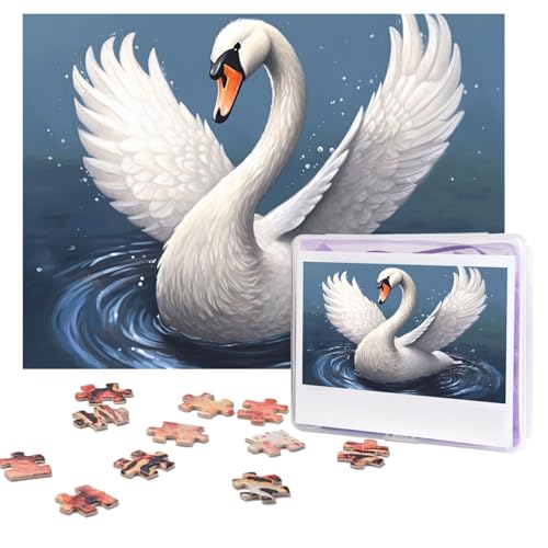 Puzzles, 500 Teile (51,8 x 38,1 cm), personalisierbar, weißer Schwan, Puzzle, herausforderndes Fotopuzzle mit Aufbewahrungstasche, Bilderpuzzle für Erwachsene, Familie von QVUEagriSJ