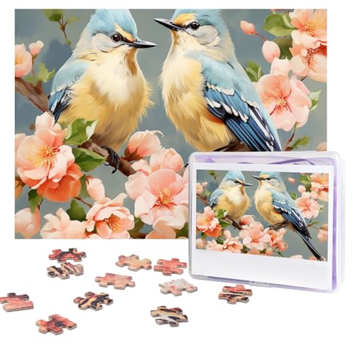 Puzzles, 500 Teile (51,8 x 38,1 cm), personalisiertes Puzzle, Blumen- und Vogelmalerei, Puzzle, anspruchsvolles Fotopuzzle mit Aufbewahrungstasche, Bilderpuzzle für Erwachsene, Familie von QVUEagriSJ