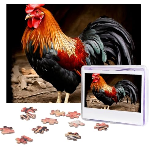 Puzzles, 500 Teile (51,8 x 38,1 cm), personalisiertes Puzzle, Huhn, Hahn, Puzzle, herausforderndes Fotopuzzle mit Aufbewahrungstasche, Bilderpuzzle für Erwachsene, Familie von QVUEagriSJ