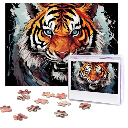 Puzzles, 500 Teile (51,8 x 38,1 cm), personalisiertes Puzzle, Tiger-Doodle Puzzle, herausforderndes Fotopuzzle mit Aufbewahrungstasche, Bilderpuzzle für Erwachsene und Familie von QVUEagriSJ